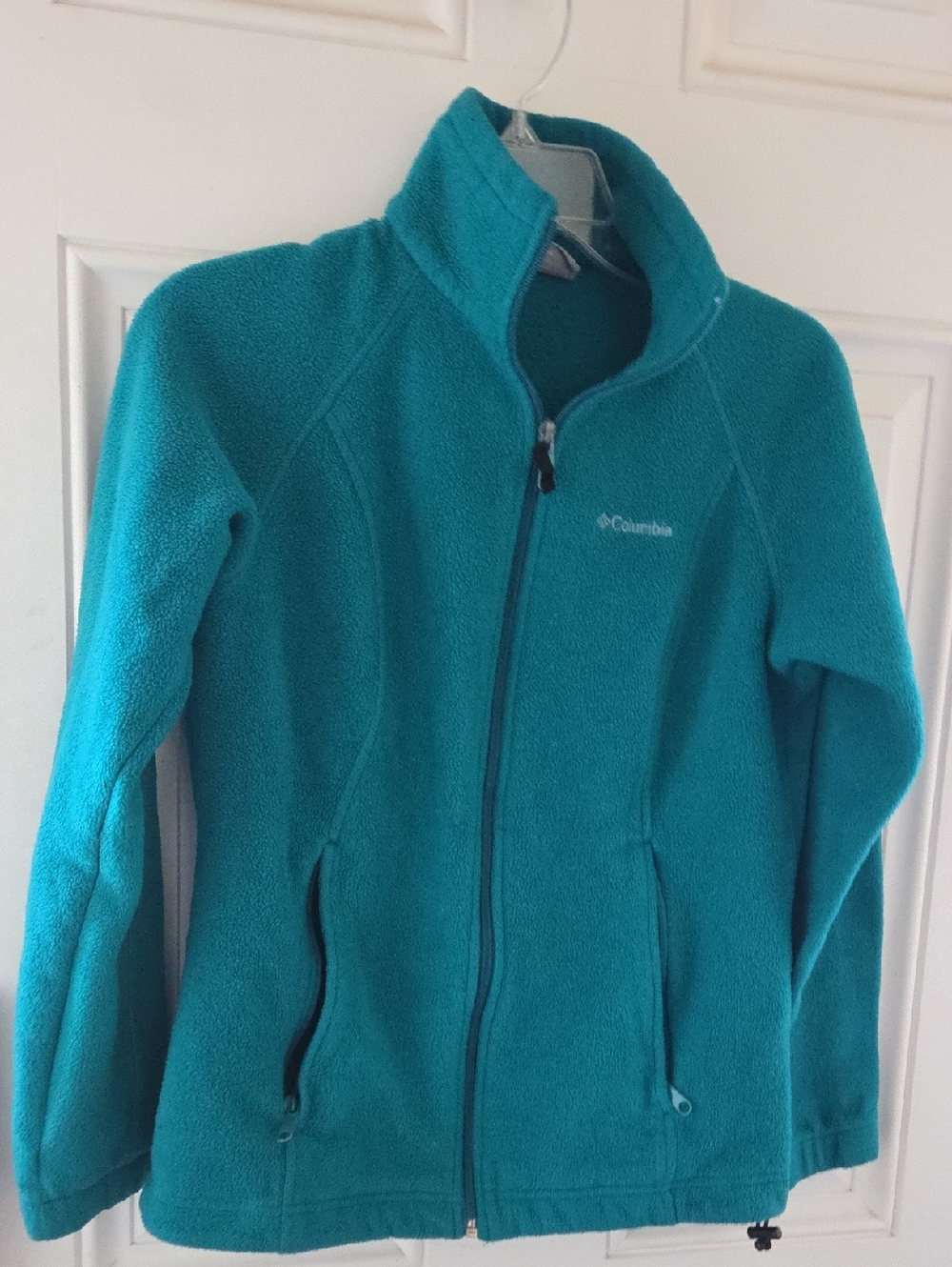 Columbia Teal Fleece Jacket with Pink Logo